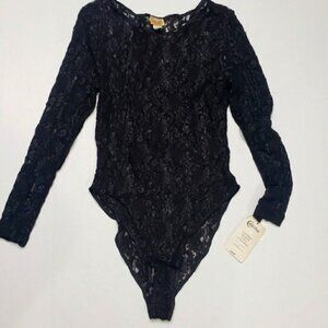 Vintage CINEMA Tom Bezduda Black Lace Bodysuit Lingerie Large